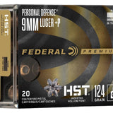 Federal Premium HST - 9mm +P - 124 Gr JHP - 20 Rnd/Bx
