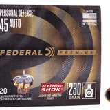 Federal Premium Personal Defense - 45 ACP 230gr Hydra-Shok JHP - 20 Rnd/Bx
