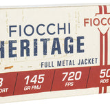 Fiocchi Heritage - 38 S&W Short - 145 Gr Full Metal Jacket - 50 Rnd/Bx