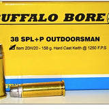 Buffalo Bore Ammunition Outdoorsman - 38 Special +P - 158 Gr Hard Cast Flat Nose - 20 Rnd/Bx