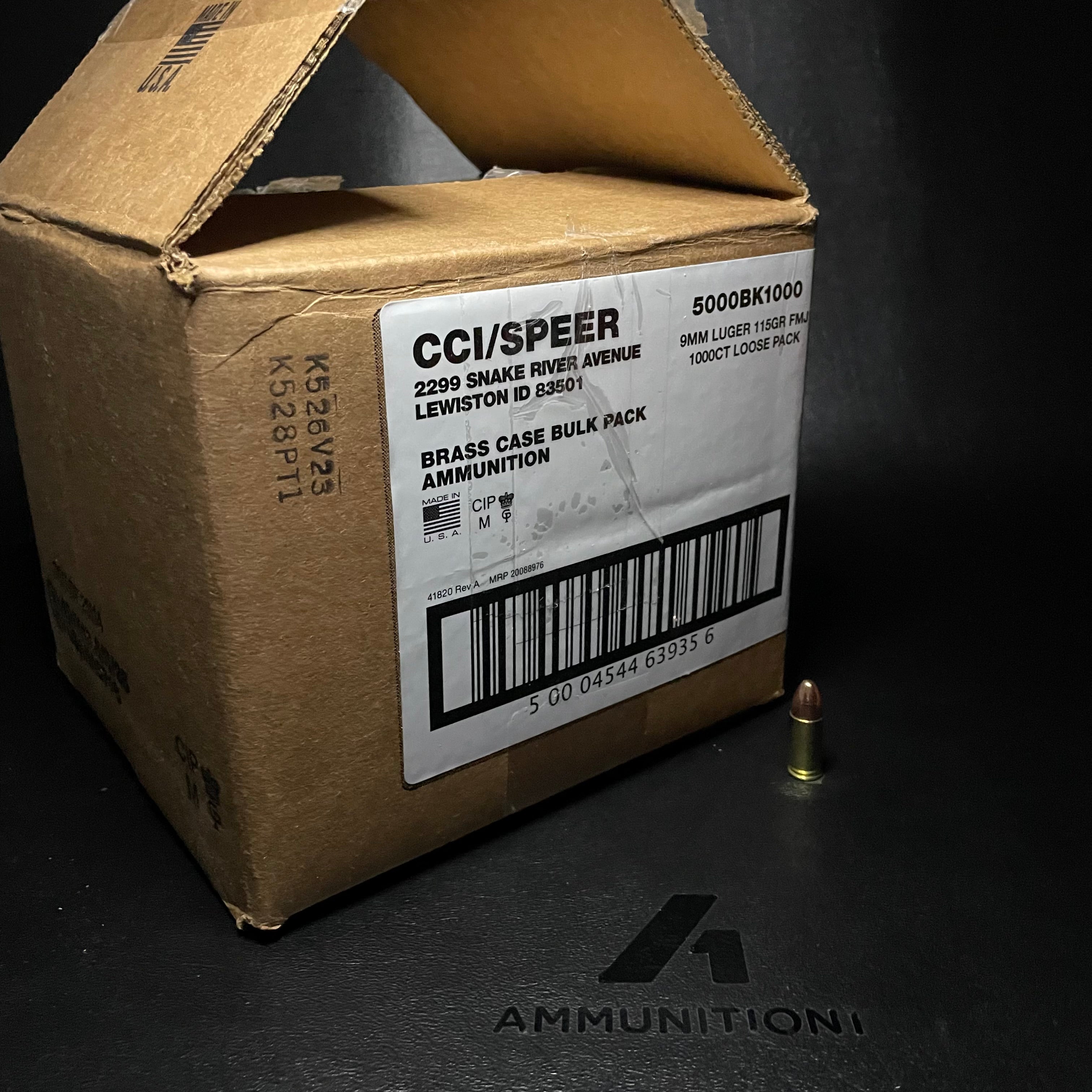 CCI Blazer Brass - 9mm - 115 Gr FMJ - 1000 Rnd/Case Loose