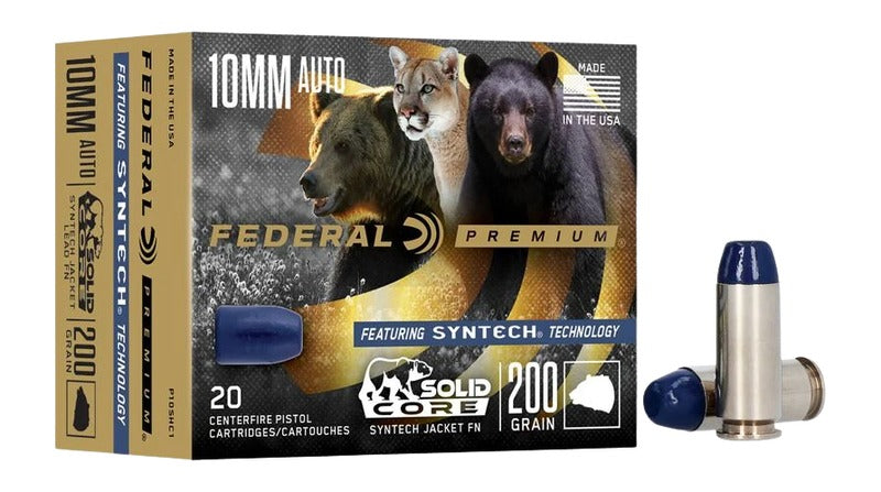 Federal Premium - 10mm Auto - 200 Gr Solid Core Synthetic Flat Nose - 20 Rnd/Bx