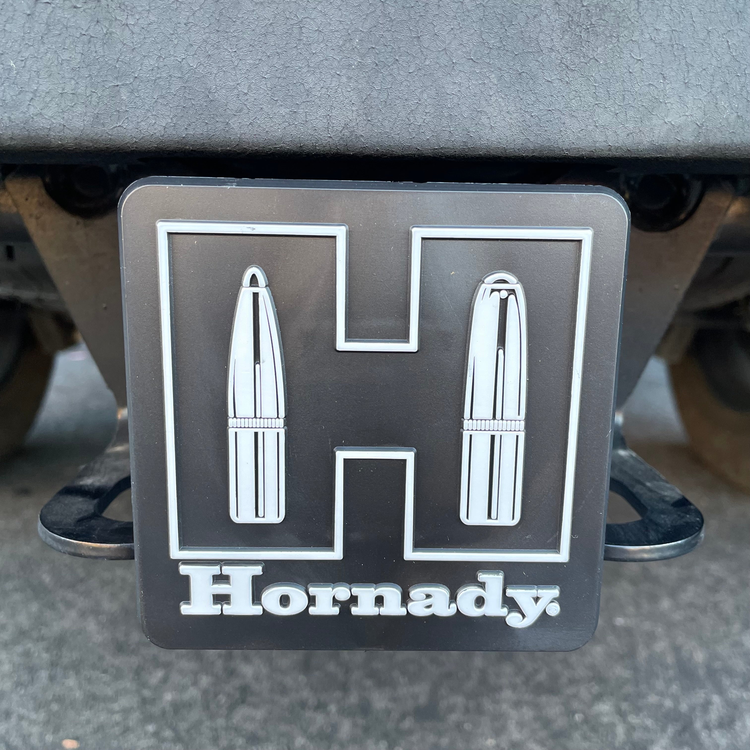 Hornady - Hitch Cover - Black White Plastic 2.0" Long - Close Up