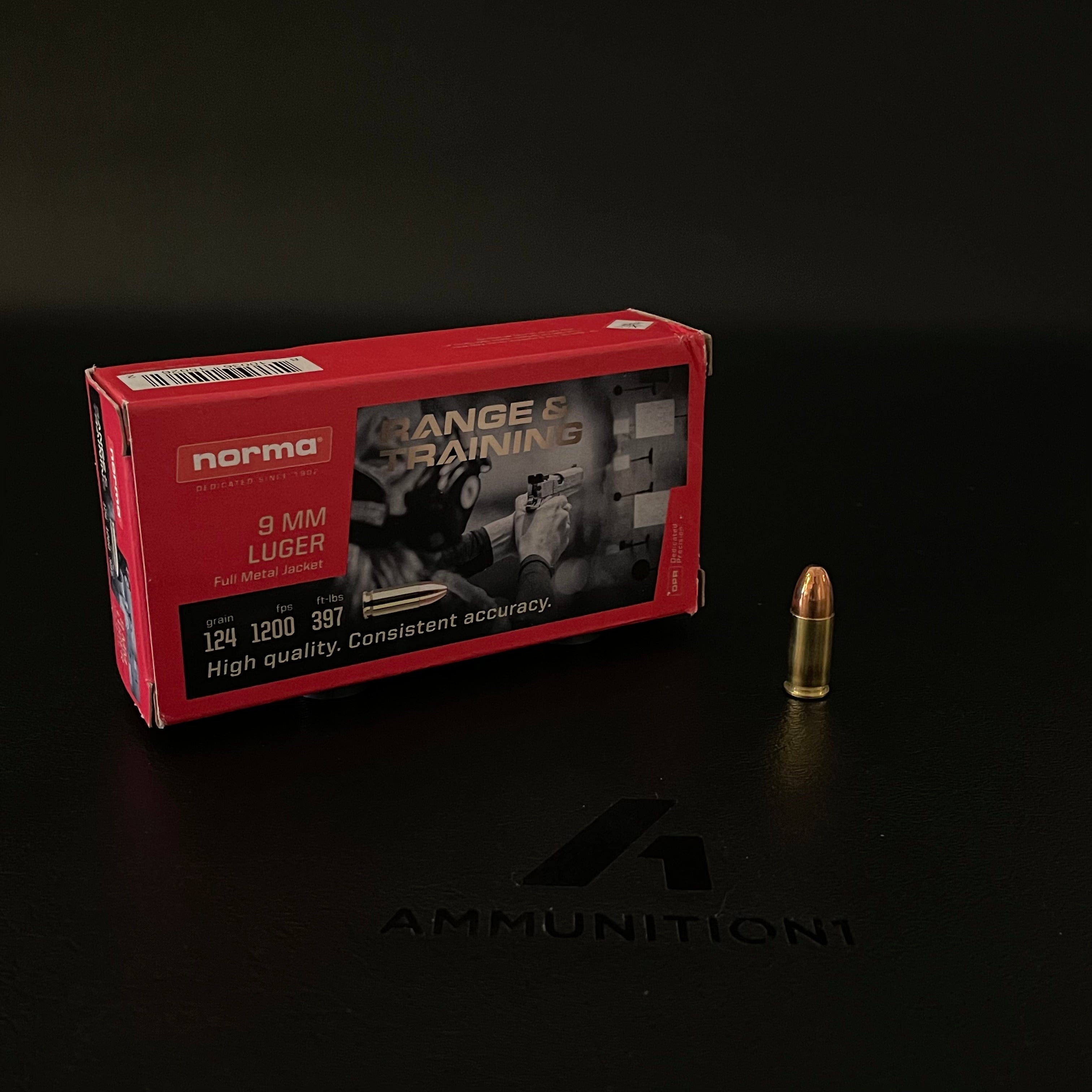 Norma Range & Training - 9mm – 124 Gr FMJ - 50 Rnd/Bx